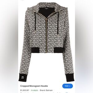 Balmain cropped Monogram hoodie
